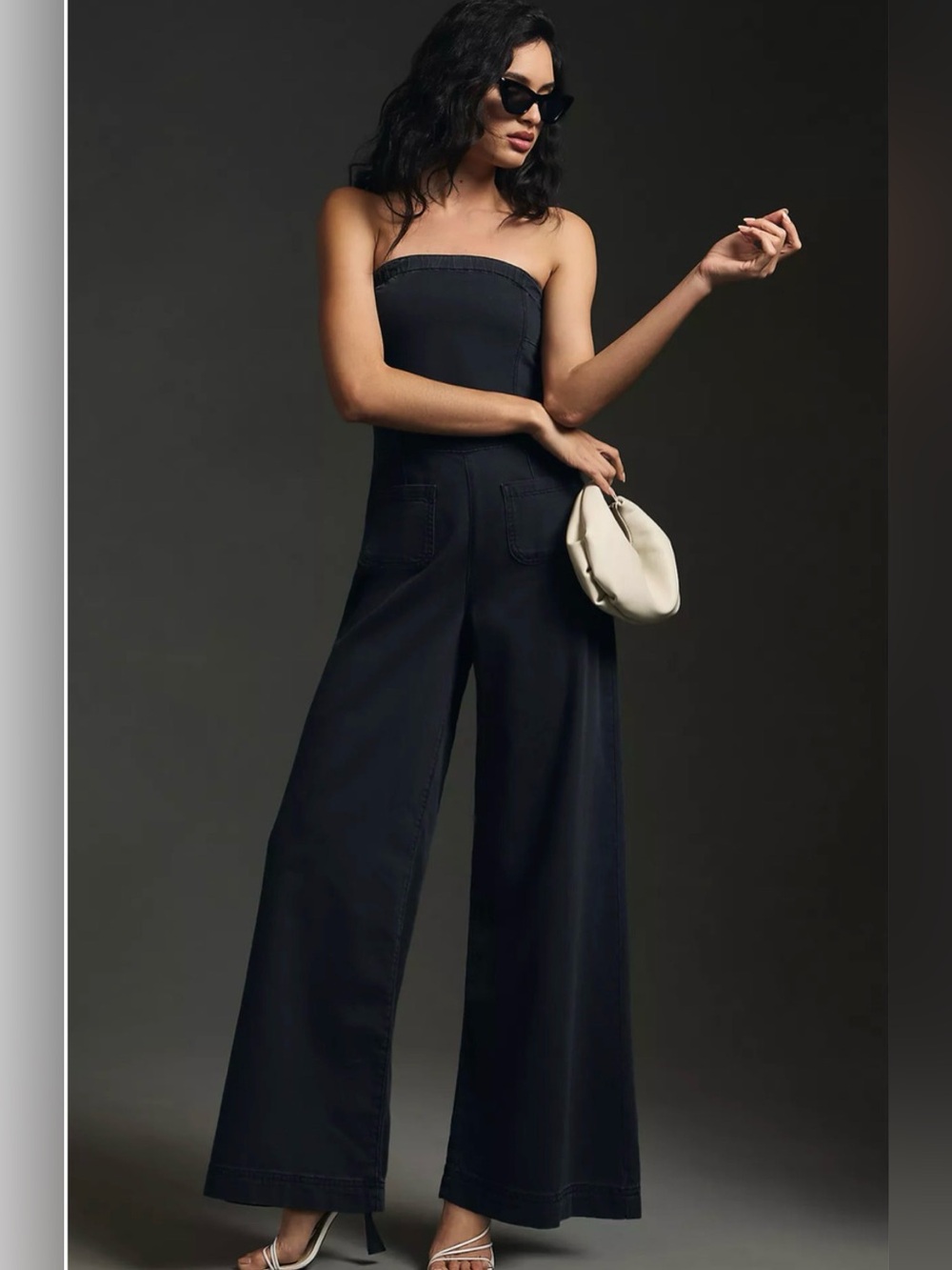 Anthropologie Pilcro Denim Strapless Wide Leg Jumpsuit Size 2